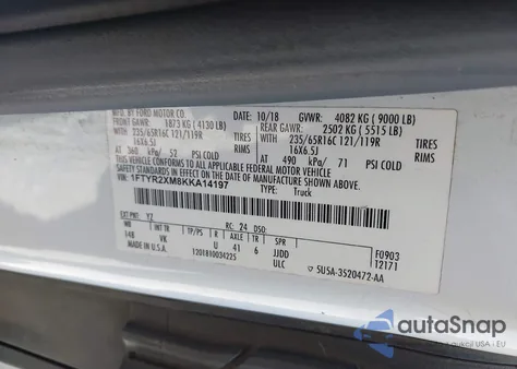 2019 Ford Transit-250 из США, поврежденный, VIN 1FTYR2XM8KKA14197